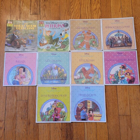 10 Vintage‎ Disney Read Along Books NO CASSETTES Gift Fairy Tales Classics - Picture 1 of 8